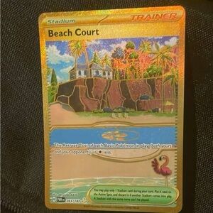 Pokemon Beach Court Trainer Card - Gold and Green